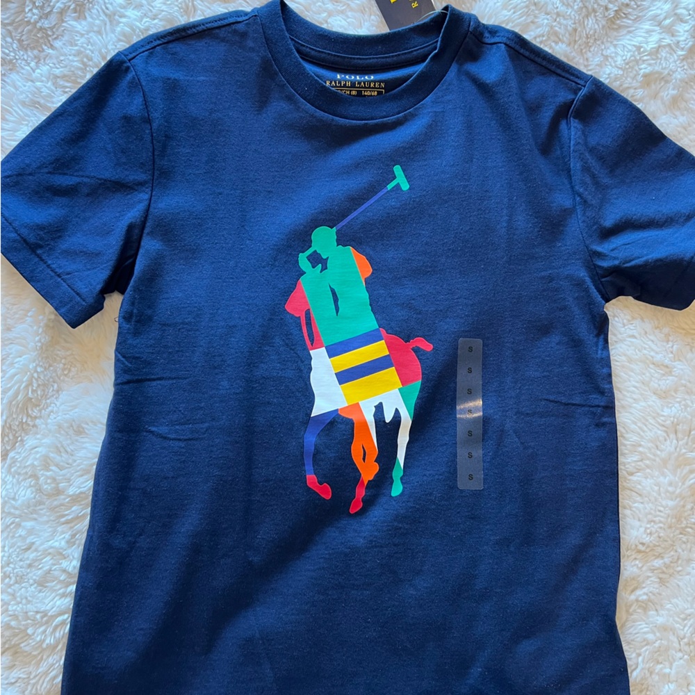 Ralph Lauren Kids Navy Blue Polo Graphic Tee